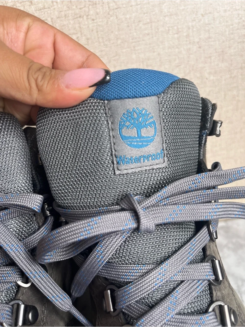 Timberland Gray and Blue Waterproof Hiking-Style Winter Boots